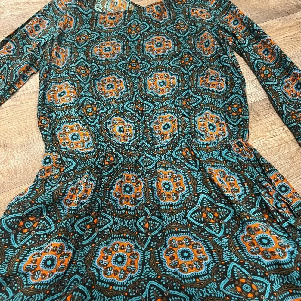 Patrons of Peace | Long Sleeve Open Back Romper Boho Teal‎ Women’s Size M - Picture 7 of 11